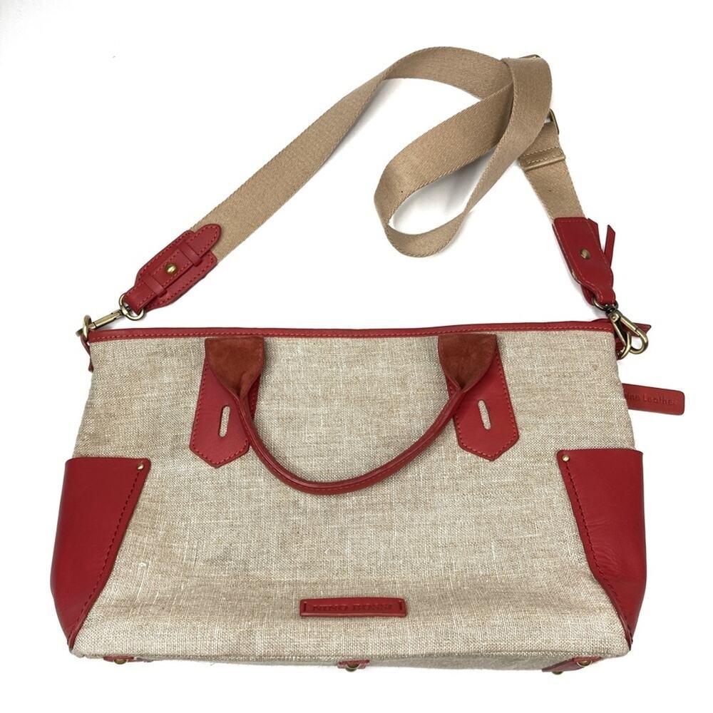 Nino Bossi | Beige Red Shoulder Bag Purse w/Adjustable Strap